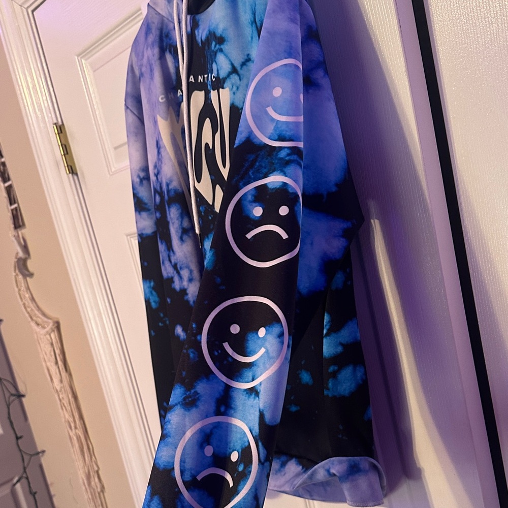 Blue and Black Tie-Dye Hoodie - Picture 2 of 3